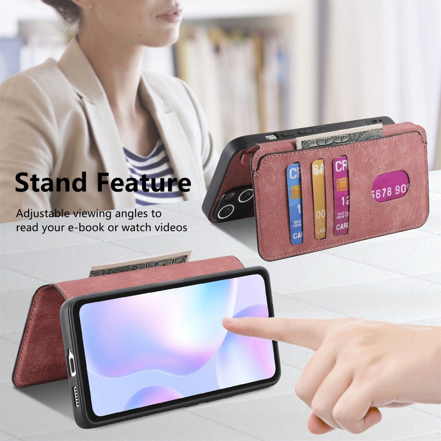 Redmi 9A Retro Leather Phone Case with Enhanced MagSafe Wireless Charging, RFID Anti-theft Protection, Kickstand & Magnetic Lock Wallet Cover