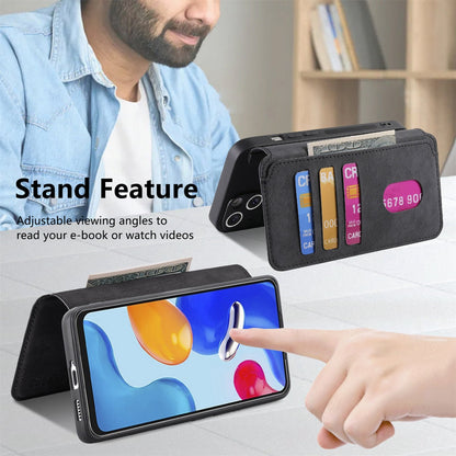 Redmi Note 11S 4G Retro Leather Phone Case with Enhanced MagSafe Wireless Charging, RFID Anti-theft Protection, Kickstand & Magnetic Lock Wallet Cover
