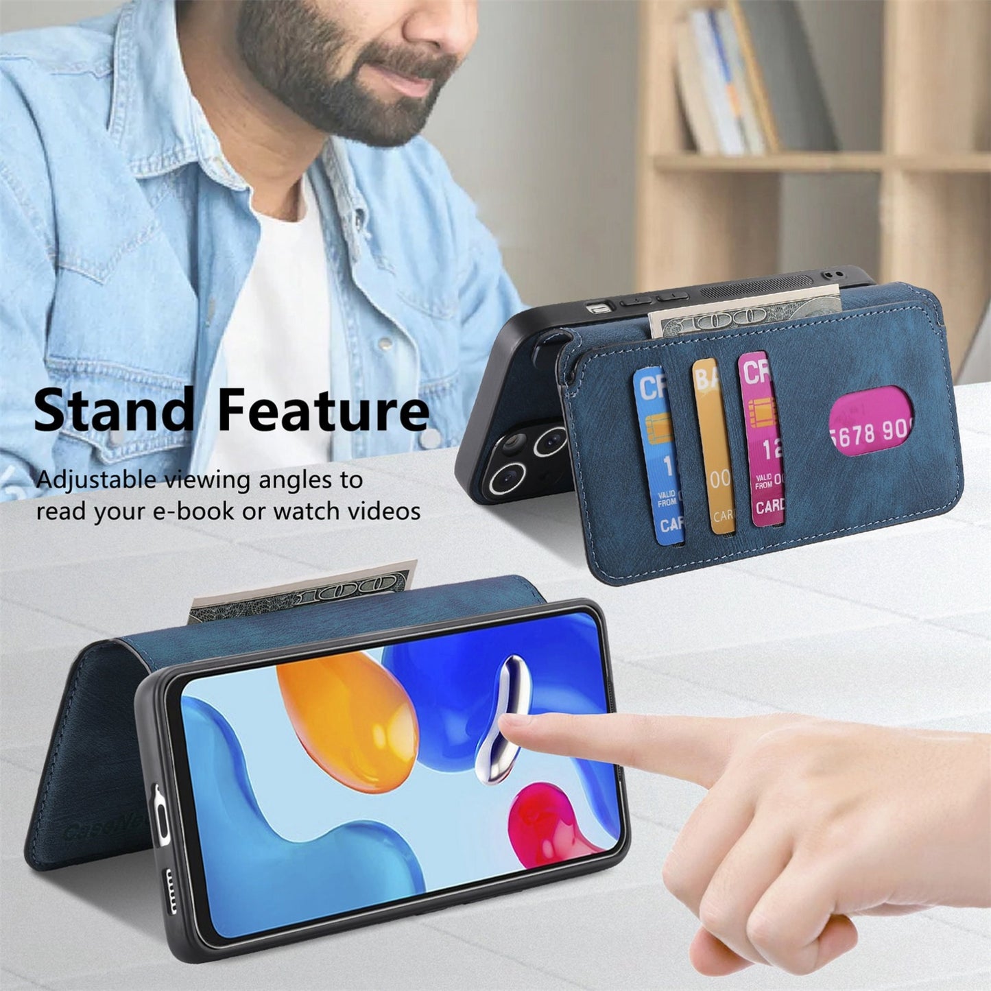 Redmi Note 11S 4G Retro Leather Phone Case with Enhanced MagSafe Wireless Charging, RFID Anti-theft Protection, Kickstand & Magnetic Lock Wallet Cover