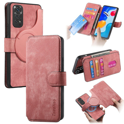 Redmi Note 11S 4G Retro Leather Phone Case with Enhanced MagSafe Wireless Charging, RFID Anti-theft Protection, Kickstand & Magnetic Lock Wallet Cover