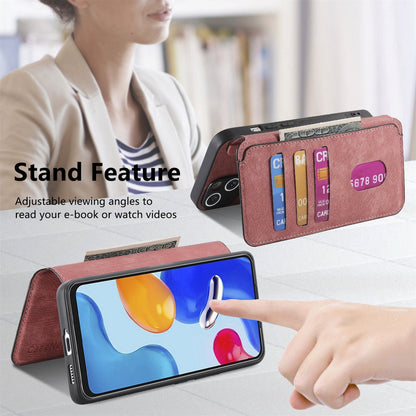 Redmi Note 11S 4G Retro Leather Phone Case with Enhanced MagSafe Wireless Charging, RFID Anti-theft Protection, Kickstand & Magnetic Lock Wallet Cover