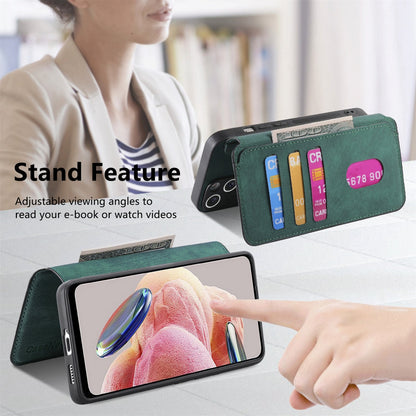 Redmi Note 12 4G Global Retro Leather Phone Case with Enhanced MagSafe Wireless Charging, RFID Anti-theft Protection, Kickstand & Magnetic Lock Wallet Cover