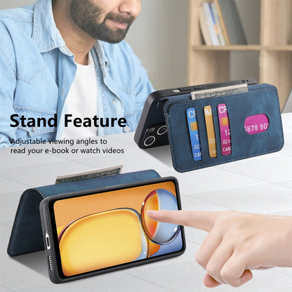 Redmi 13C 4G/13R Retro Leather Phone Case with Enhanced MagSafe Wireless Charging, RFID Anti-theft Protection, Kickstand & Magnetic Lock Wallet Cover