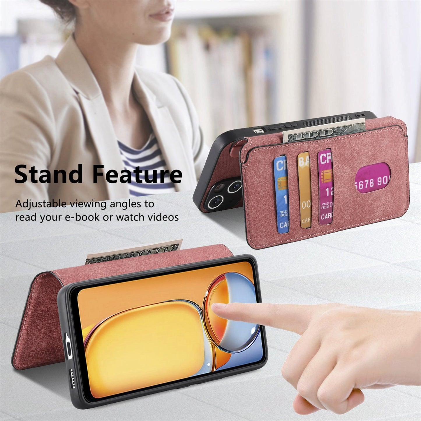 Redmi 13C 4G/13R Retro Leather Phone Case with Enhanced MagSafe Wireless Charging, RFID Anti-theft Protection, Kickstand & Magnetic Lock Wallet Cover