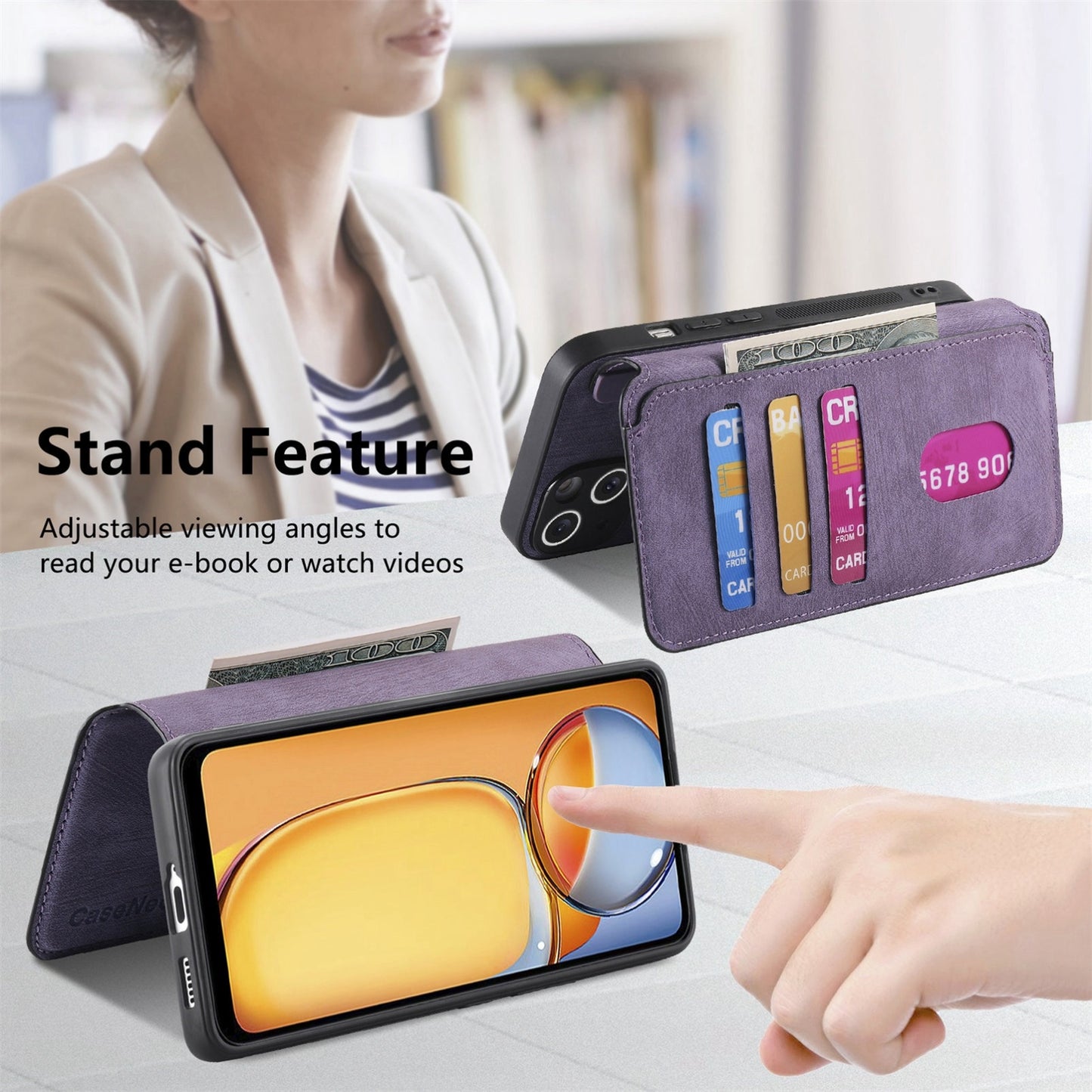 Redmi 13C 4G/13R Retro Leather Phone Case with Enhanced MagSafe Wireless Charging, RFID Anti-theft Protection, Kickstand & Magnetic Lock Wallet Cover