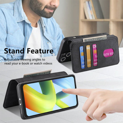 Redmi A1 Retro Leather Phone Case with Enhanced MagSafe Wireless Charging, RFID Anti-theft Protection, Kickstand & Magnetic Lock Wallet Cover