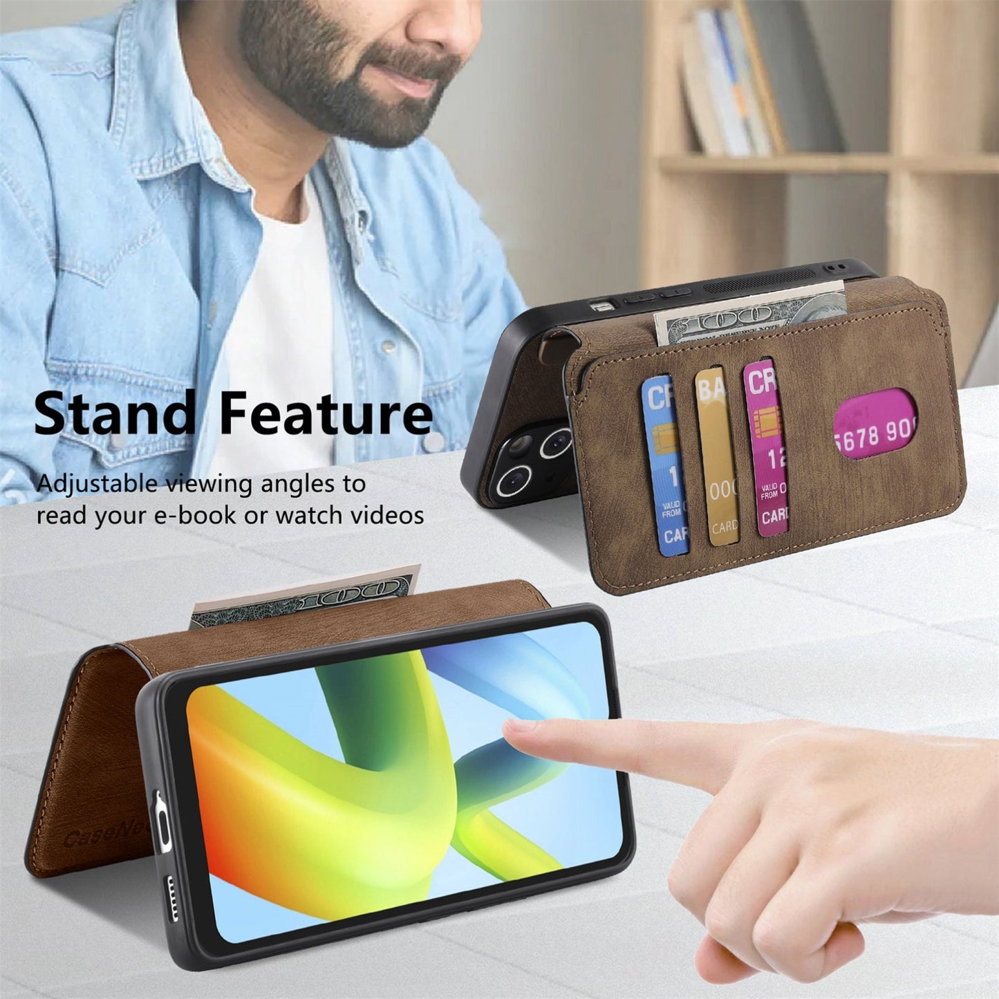 Redmi A1 Retro Leather Phone Case with Enhanced MagSafe Wireless Charging, RFID Anti-theft Protection, Kickstand & Magnetic Lock Wallet Cover