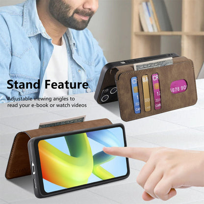 Redmi A1 Retro Leather Phone Case with Enhanced MagSafe Wireless Charging, RFID Anti-theft Protection, Kickstand & Magnetic Lock Wallet Cover
