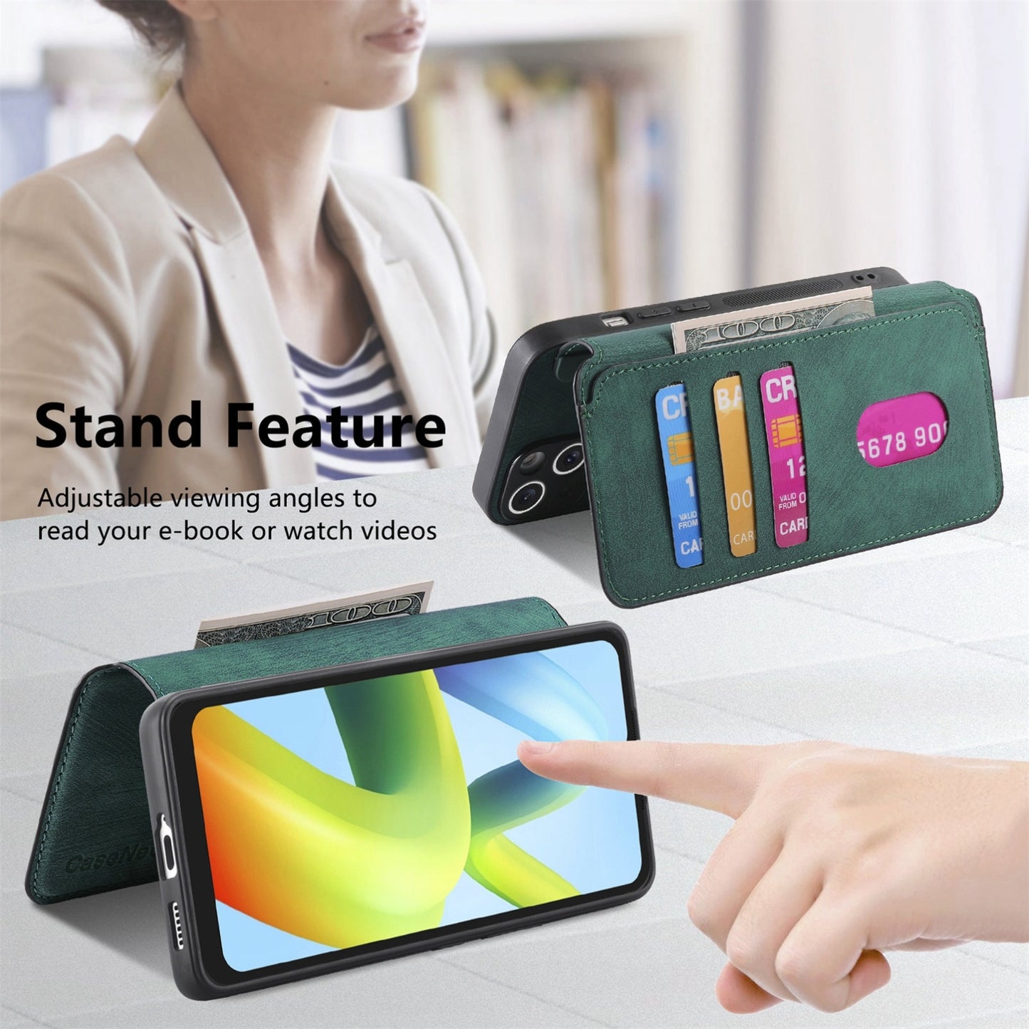 Redmi A1 Retro Leather Phone Case with Enhanced MagSafe Wireless Charging, RFID Anti-theft Protection, Kickstand & Magnetic Lock Wallet Cover