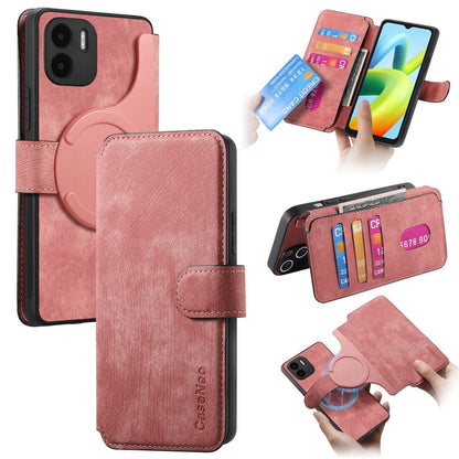 Redmi A1 Retro Leather Phone Case with Enhanced MagSafe Wireless Charging, RFID Anti-theft Protection, Kickstand & Magnetic Lock Wallet Cover
