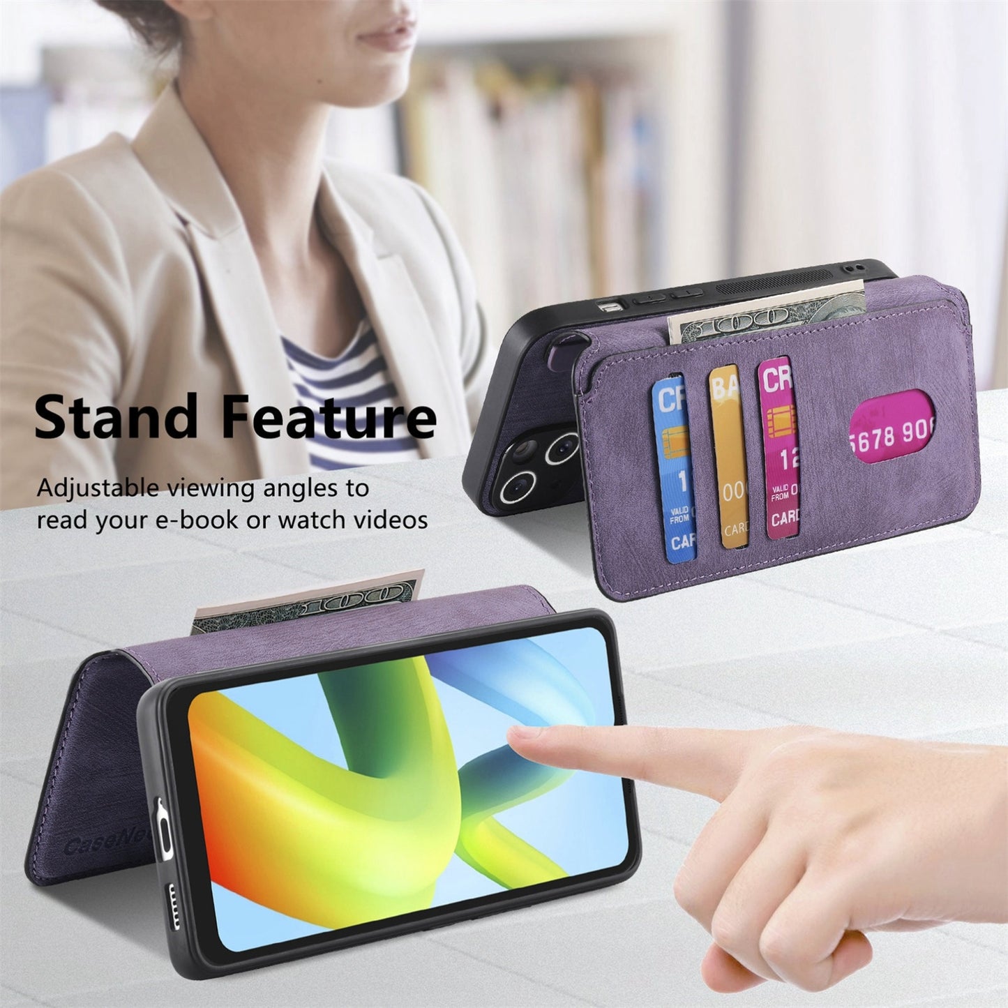 Redmi A1 Retro Leather Phone Case with Enhanced MagSafe Wireless Charging, RFID Anti-theft Protection, Kickstand & Magnetic Lock Wallet Cover