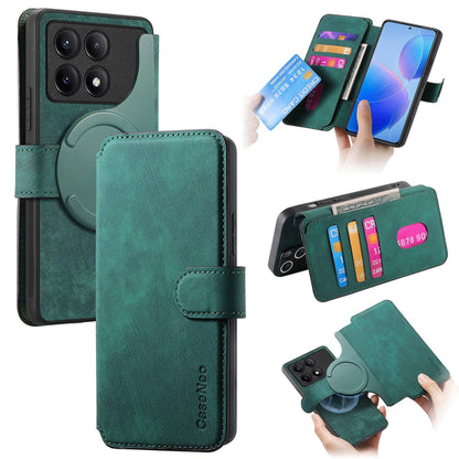 Redmi K70/K70 Pro Retro Leather Phone Case with Enhanced MagSafe Wireless Charging, RFID Anti-theft Protection, Kickstand & Magnetic Lock Wallet Cover