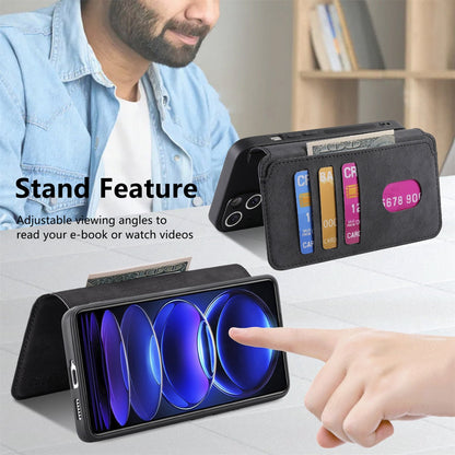 Redmi Note 12 Pro+ 5G Retro Leather Phone Case with Enhanced MagSafe Wireless Charging, RFID Anti-theft Protection, Kickstand & Magnetic Lock Wallet Cover
