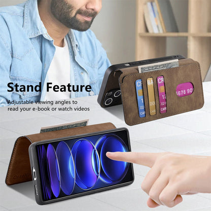 Redmi Note 12 Pro+ 5G Retro Leather Phone Case with Enhanced MagSafe Wireless Charging, RFID Anti-theft Protection, Kickstand & Magnetic Lock Wallet Cover