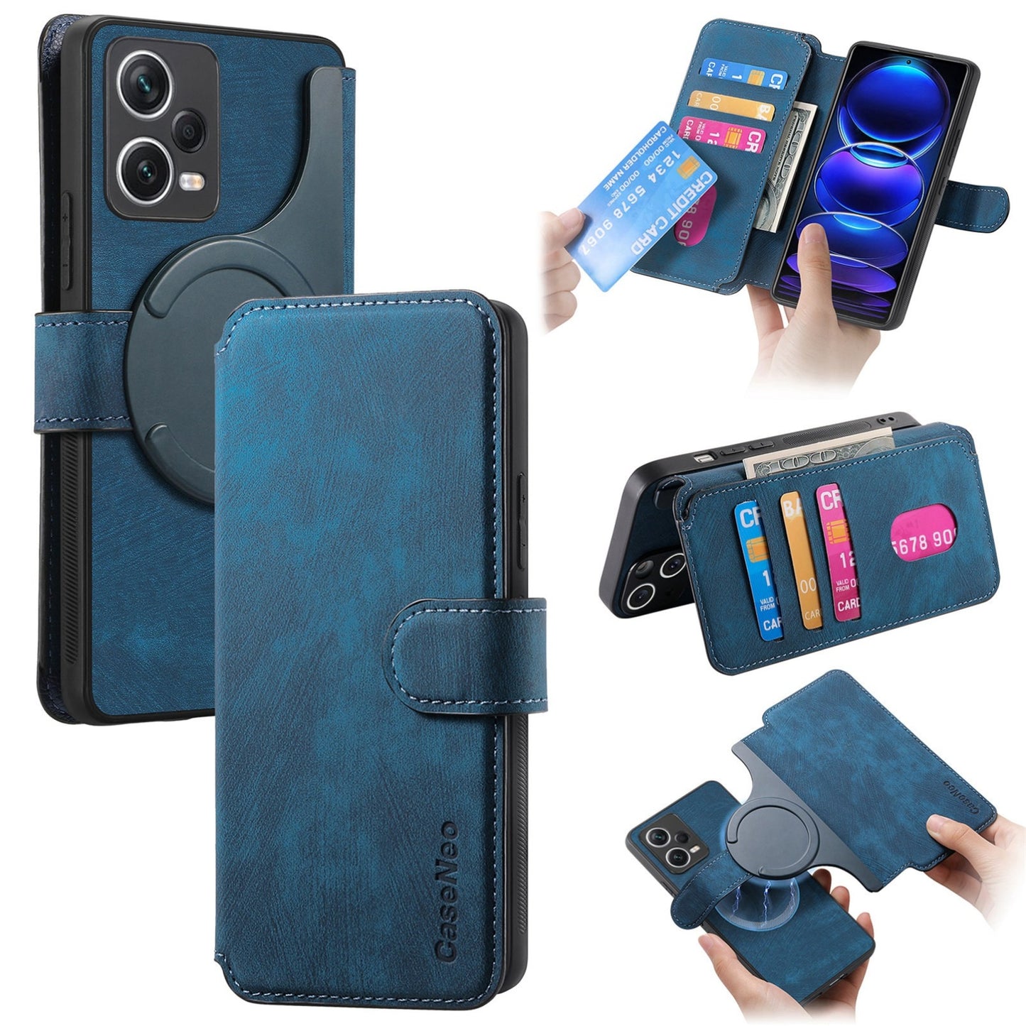 Redmi Note 12 Pro+ 5G Retro Leather Phone Case with Enhanced MagSafe Wireless Charging, RFID Anti-theft Protection, Kickstand & Magnetic Lock Wallet Cover