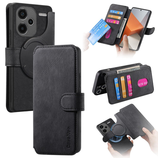 Redmi Note 13 Pro+ 5G Retro Leather Phone Case with Enhanced MagSafe Wireless Charging, RFID Anti-theft Protection, Kickstand & Magnetic Lock Wallet Cover