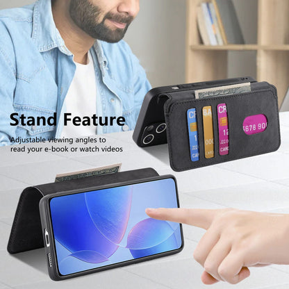 Xiaomi Poco F6 Pro Retro Leather Phone Case with Enhanced MagSafe Wireless Charging, RFID Anti-theft Protection, Kickstand & Magnetic Lock Wallet Cover