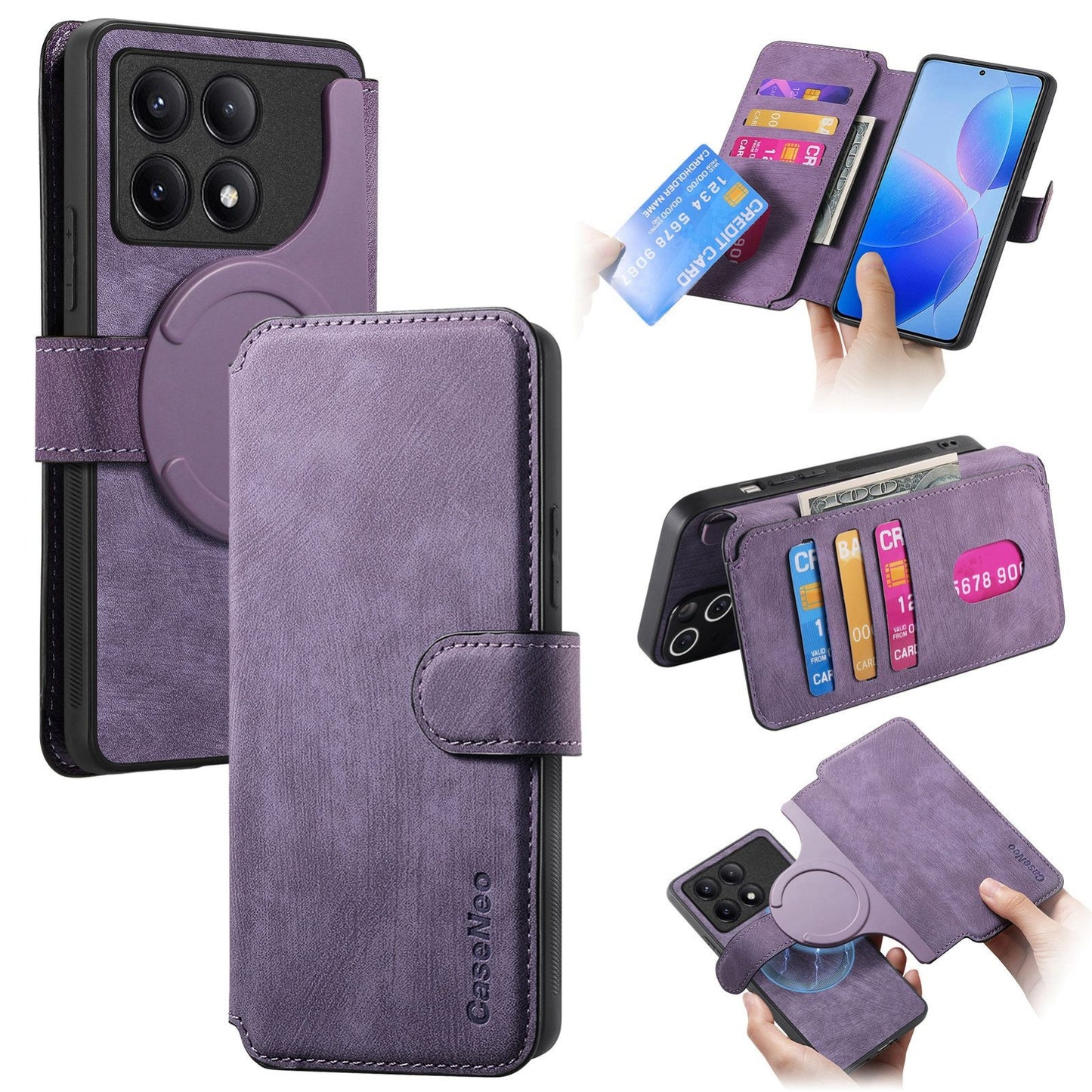 Xiaomi Poco F6 Pro Retro Leather Phone Case with Enhanced MagSafe Wireless Charging, RFID Anti-theft Protection, Kickstand & Magnetic Lock Wallet Cover