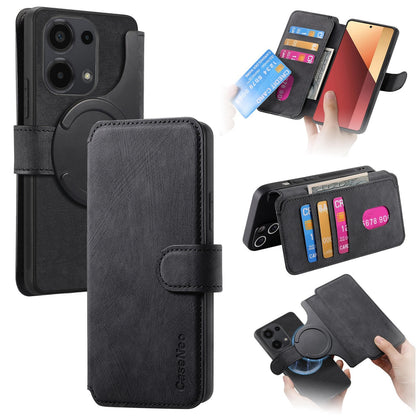 Xiaomi Poco M6 Pro 4G Retro Leather Phone Case with Enhanced MagSafe Wireless Charging, RFID Anti-theft Protection, Kickstand & Magnetic Lock Wallet Cover