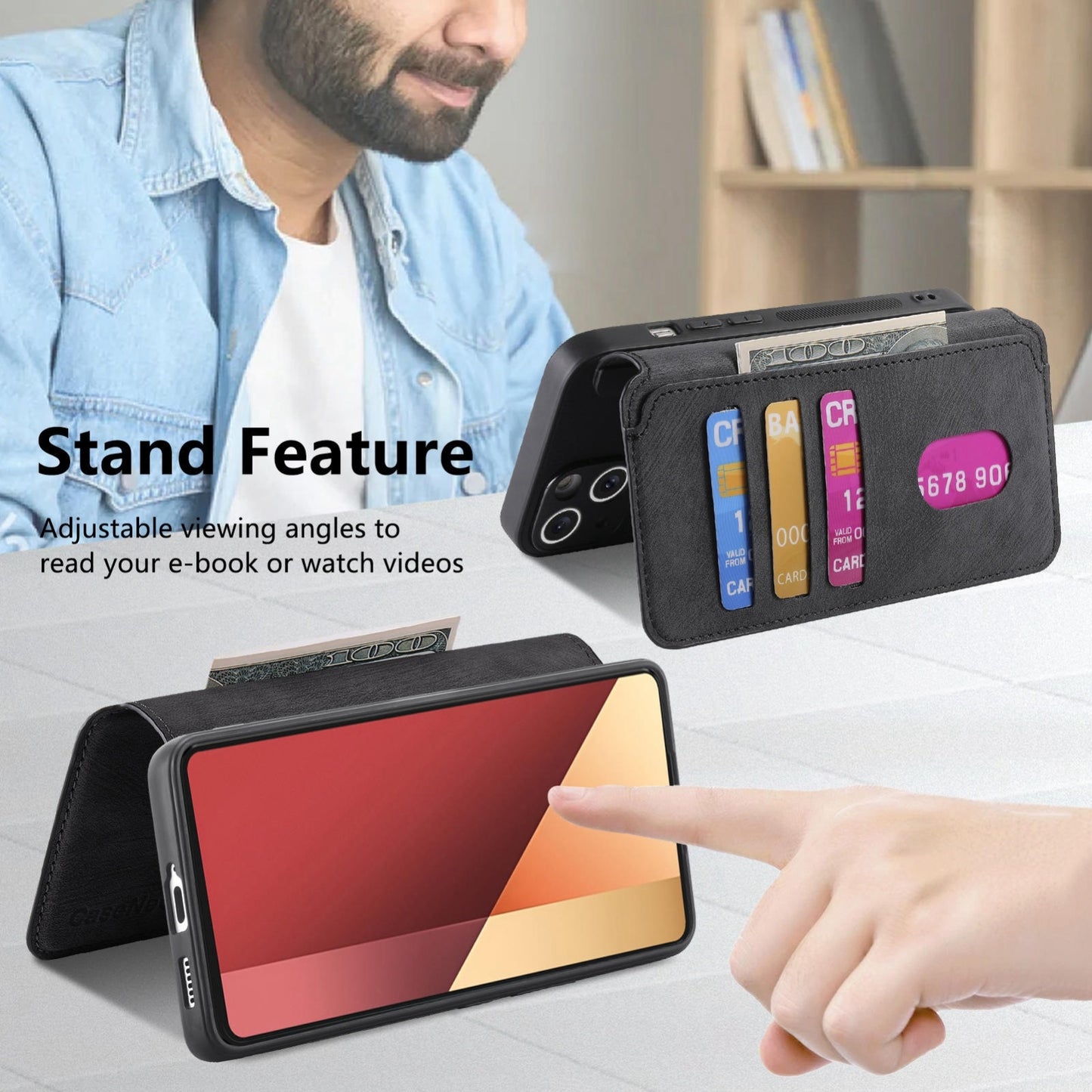 Xiaomi Poco M6 Pro 4G Retro Leather Phone Case with Enhanced MagSafe Wireless Charging, RFID Anti-theft Protection, Kickstand & Magnetic Lock Wallet Cover