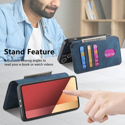 Xiaomi Poco M6 Pro 4G Retro Leather Phone Case with Enhanced MagSafe Wireless Charging, RFID Anti-theft Protection, Kickstand & Magnetic Lock Wallet Cover