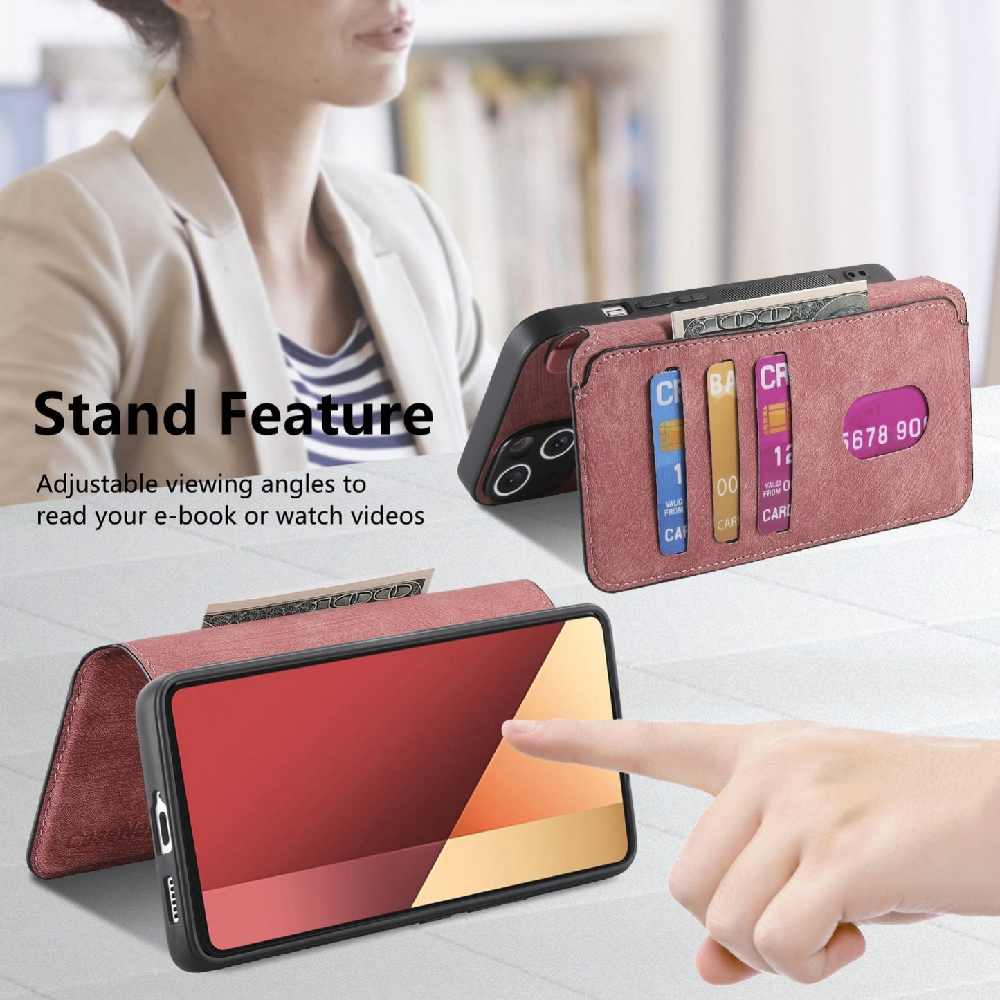 Xiaomi Poco M6 Pro 4G Retro Leather Phone Case with Enhanced MagSafe Wireless Charging, RFID Anti-theft Protection, Kickstand & Magnetic Lock Wallet Cover