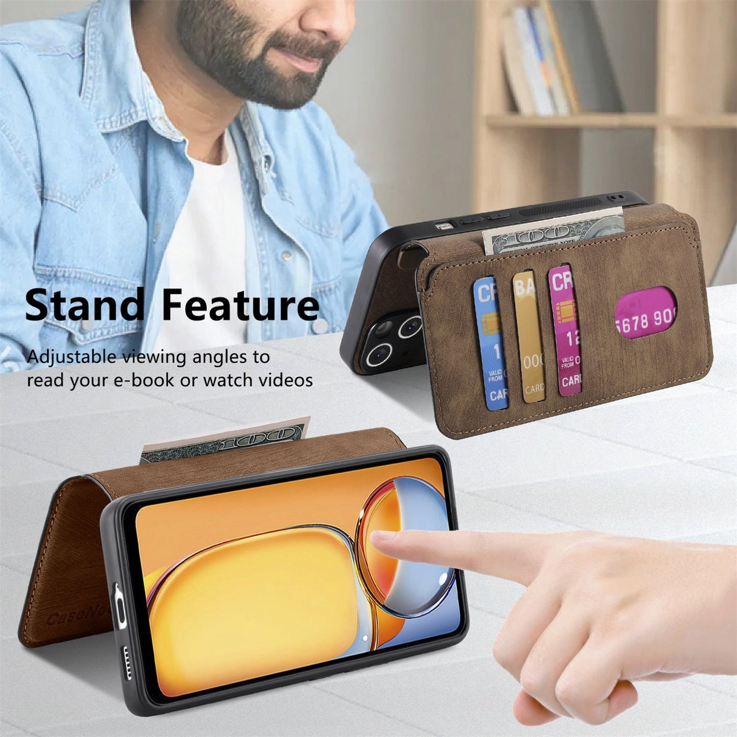 Xiaomi Poco M6 Retro Leather Phone Case with Enhanced MagSafe Wireless Charging, RFID Anti-theft Protection, Kickstand & Magnetic Lock Wallet Cover