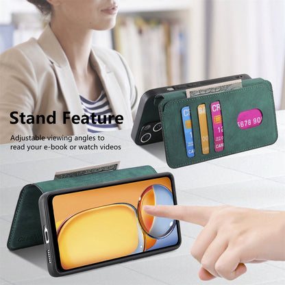 Xiaomi Poco M6 Retro Leather Phone Case with Enhanced MagSafe Wireless Charging, RFID Anti-theft Protection, Kickstand & Magnetic Lock Wallet Cover