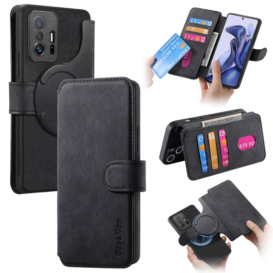 Xiaomi Mi 11T/11T Pro 5G Retro Leather Phone Case with Enhanced MagSafe Wireless Charging, RFID Anti-theft Protection, Kickstand & Magnetic Lock Wallet Cover