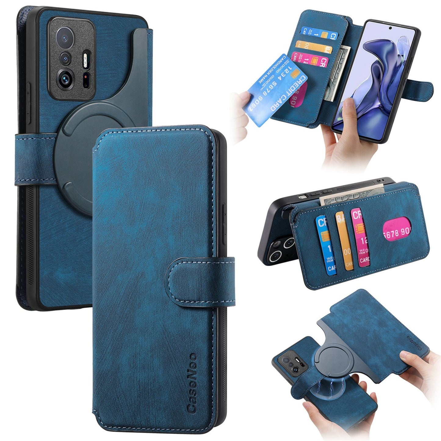 Xiaomi Mi 11T/11T Pro 5G Retro Leather Phone Case with Enhanced MagSafe Wireless Charging, RFID Anti-theft Protection, Kickstand & Magnetic Lock Wallet Cover