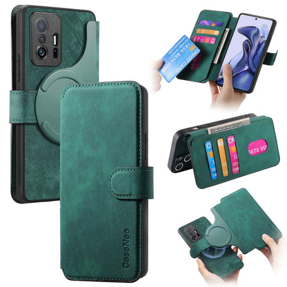 Xiaomi Mi 11T/11T Pro 5G Retro Leather Phone Case with Enhanced MagSafe Wireless Charging, RFID Anti-theft Protection, Kickstand & Magnetic Lock Wallet Cover