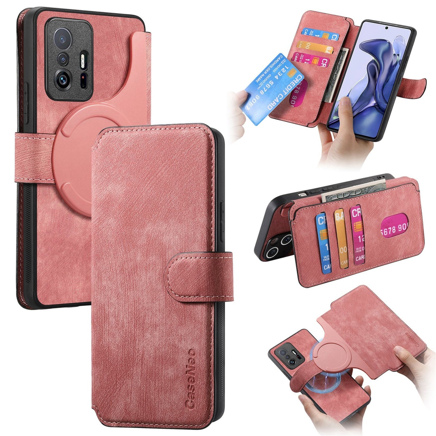 Xiaomi Mi 11T/11T Pro 5G Retro Leather Phone Case with Enhanced MagSafe Wireless Charging, RFID Anti-theft Protection, Kickstand & Magnetic Lock Wallet Cover