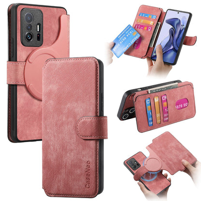 Xiaomi Mi 11T/11T Pro 5G Retro Leather Phone Case with Enhanced MagSafe Wireless Charging, RFID Anti-theft Protection, Kickstand & Magnetic Lock Wallet Cover
