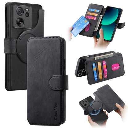 Xiaomi 13T/13T Pro Retro Leather Phone Case with Enhanced MagSafe Wireless Charging, RFID Anti-theft Protection, Kickstand & Magnetic Lock Wallet Cover