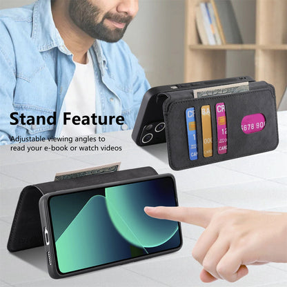 Xiaomi 13T/13T Pro Retro Leather Phone Case with Enhanced MagSafe Wireless Charging, RFID Anti-theft Protection, Kickstand & Magnetic Lock Wallet Cover