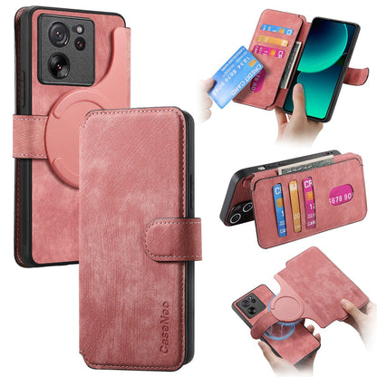 Xiaomi 13T/13T Pro Retro Leather Phone Case with Enhanced MagSafe Wireless Charging, RFID Anti-theft Protection, Kickstand & Magnetic Lock Wallet Cover