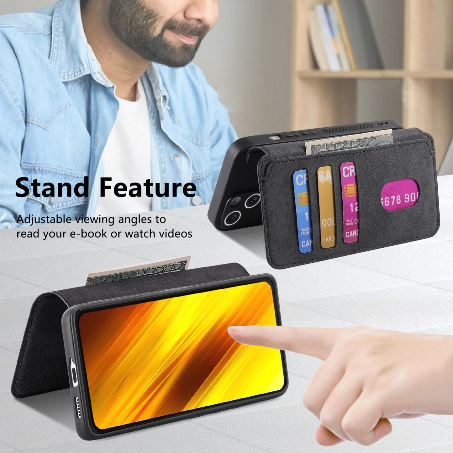 Xiaomi Poco X3 NFC Retro Leather Phone Case with Enhanced MagSafe Wireless Charging, RFID Anti-theft Protection, Kickstand & Magnetic Lock Wallet Cover