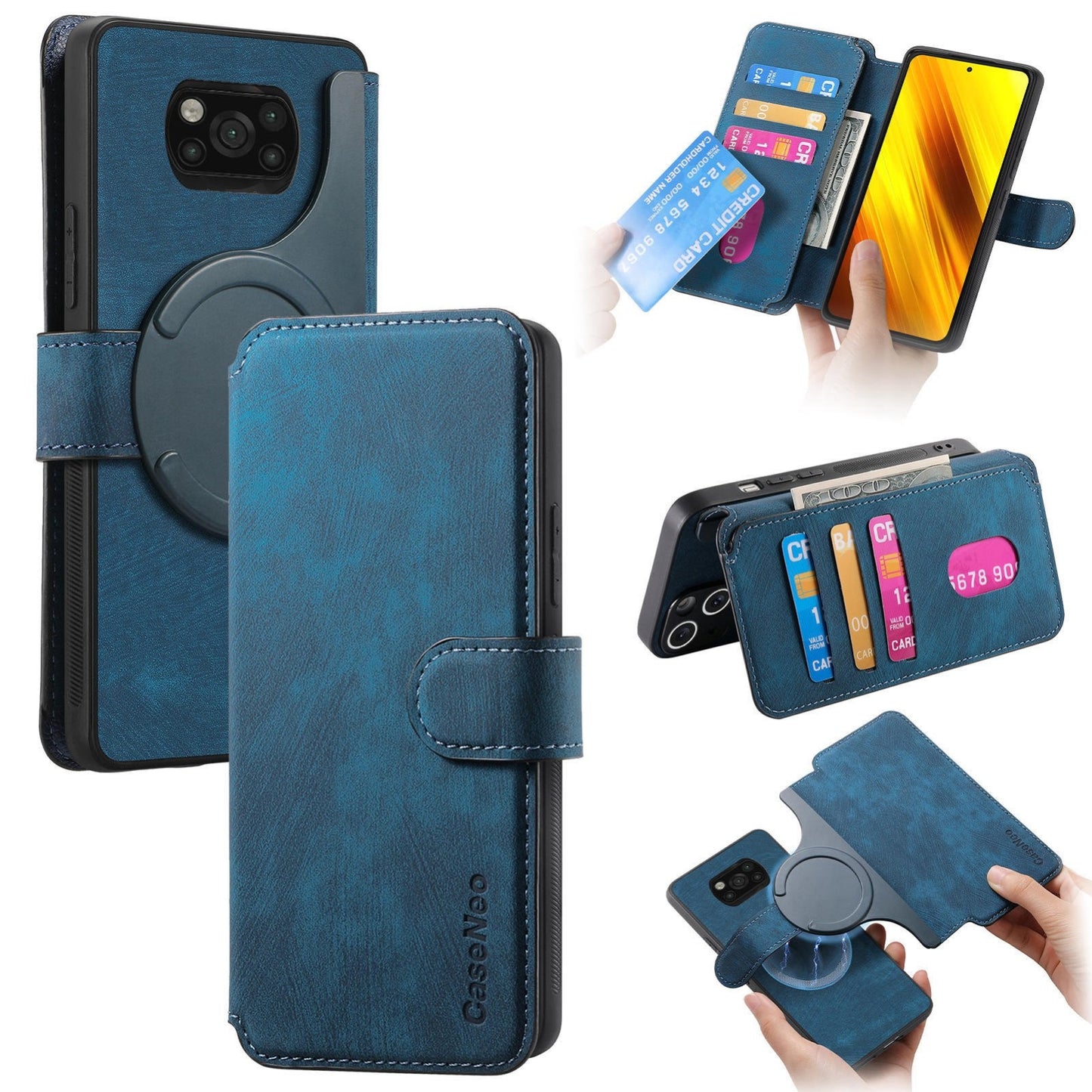 Xiaomi Poco X3 NFC Retro Leather Phone Case with Enhanced MagSafe Wireless Charging, RFID Anti-theft Protection, Kickstand & Magnetic Lock Wallet Cover
