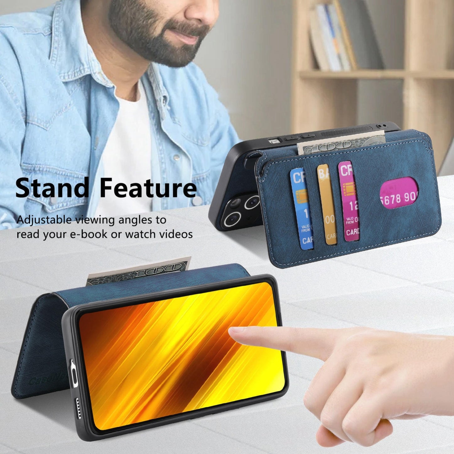 Xiaomi Poco X3 NFC Retro Leather Phone Case with Enhanced MagSafe Wireless Charging, RFID Anti-theft Protection, Kickstand & Magnetic Lock Wallet Cover