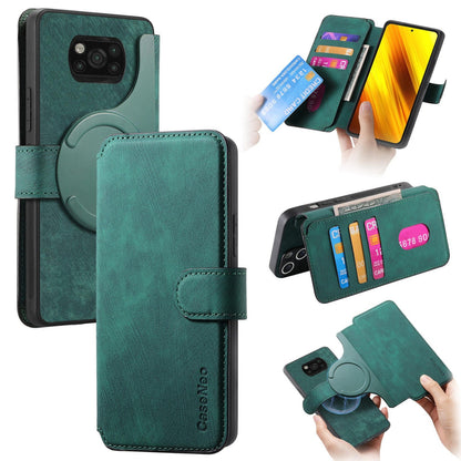 Xiaomi Poco X3 NFC Retro Leather Phone Case with Enhanced MagSafe Wireless Charging, RFID Anti-theft Protection, Kickstand & Magnetic Lock Wallet Cover