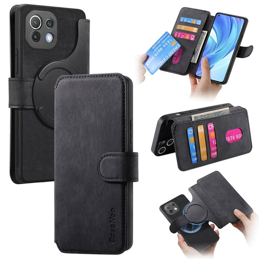 Xiaomi Mi 11 Lite Retro Leather Phone Case with Enhanced MagSafe Wireless Charging, RFID Anti-theft Protection, Kickstand & Magnetic Lock Wallet Cover