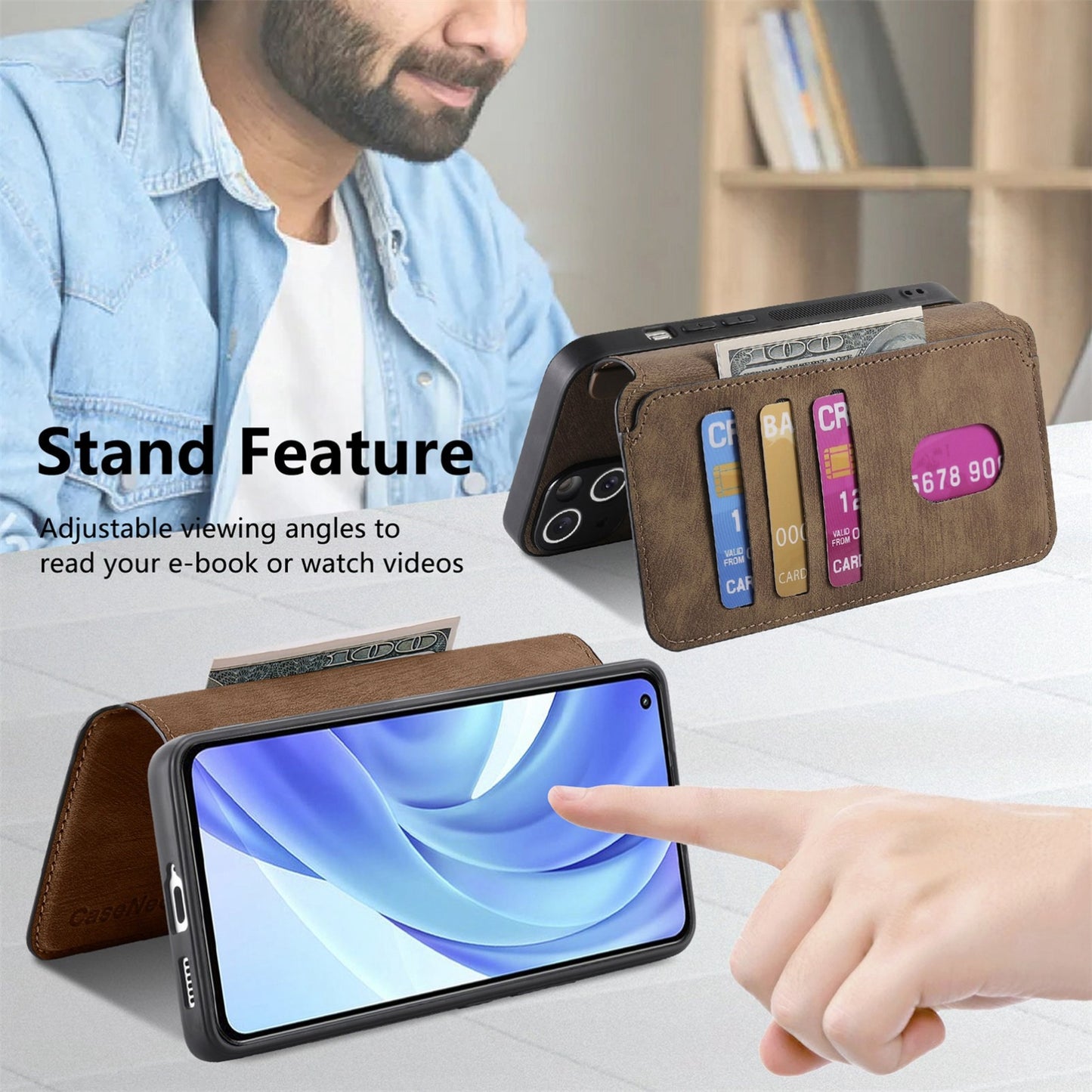 Xiaomi Mi 11 Lite Retro Leather Phone Case with Enhanced MagSafe Wireless Charging, RFID Anti-theft Protection, Kickstand & Magnetic Lock Wallet Cover