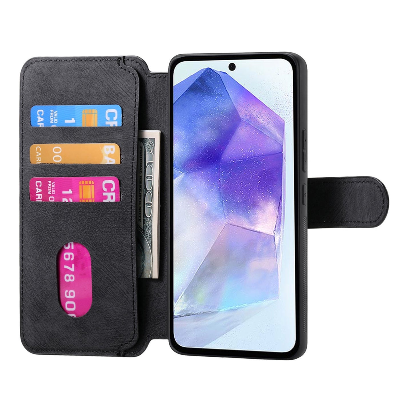 Samsung Galaxy A55 5G Retro Leather Phone Case with Enhanced MagSafe Wireless Charging, RFID Anti-theft Protection, Kickstand & Magnetic Lock Wallet Cover