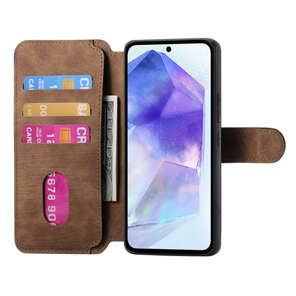 Samsung Galaxy A55 5G Retro Leather Phone Case with Enhanced MagSafe Wireless Charging, RFID Anti-theft Protection, Kickstand & Magnetic Lock Wallet Cover