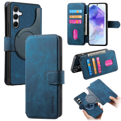 Samsung Galaxy A55 5G Retro Leather Phone Case with Enhanced MagSafe Wireless Charging, RFID Anti-theft Protection, Kickstand & Magnetic Lock Wallet Cover