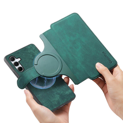 Samsung Galaxy A55 5G Retro Leather Phone Case with Enhanced MagSafe Wireless Charging, RFID Anti-theft Protection, Kickstand & Magnetic Lock Wallet Cover