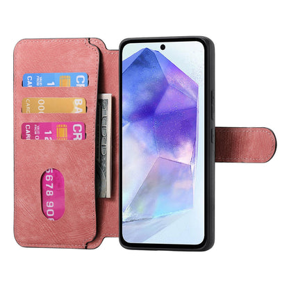 Samsung Galaxy A55 5G Retro Leather Phone Case with Enhanced MagSafe Wireless Charging, RFID Anti-theft Protection, Kickstand & Magnetic Lock Wallet Cover