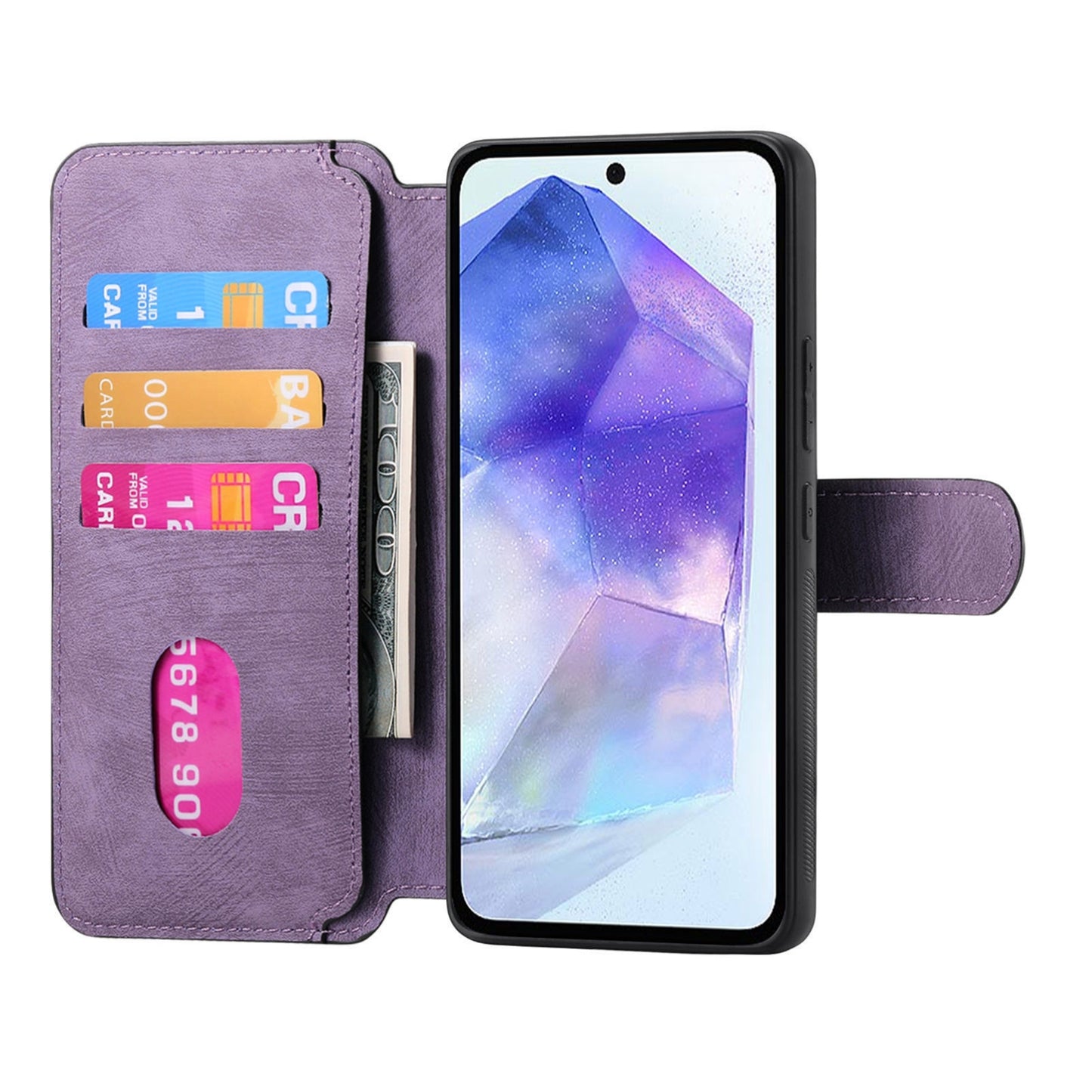 Samsung Galaxy A55 5G Retro Leather Phone Case with Enhanced MagSafe Wireless Charging, RFID Anti-theft Protection, Kickstand & Magnetic Lock Wallet Cover