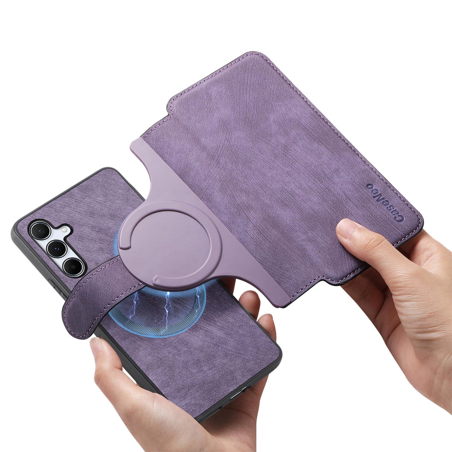 Samsung Galaxy A55 5G Retro Leather Phone Case with Enhanced MagSafe Wireless Charging, RFID Anti-theft Protection, Kickstand & Magnetic Lock Wallet Cover