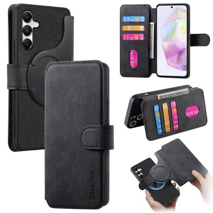 Samsung Galaxy A35 5G Retro Leather Phone Case with Enhanced MagSafe Wireless Charging, RFID Anti-theft Protection, Kickstand & Magnetic Lock Wallet Cover
